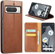 GoshukunTech Case for Google Pixel 9 5G,for Pixel 9 Pro Wallet Cover,6.3 inch,Magnetic Wallet Case Leather Flip Folio Cover with Card Slots-Light Brown