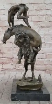 Buffalo Hunt Solid Bronze Sculpture Statue Frederic Remington Western Art Statue