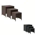 Nesting Tables Set of 3 Coffee Table Set Side Table Black Poly Rattan vidaXL