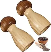 2 Pcs Wood Salt and Pepper Grinder Set Mushroom Shape Manual Salt and Pepper Mill Grinder Coarseness Adjustable Salt Grinder with Ceramic Core Creative Mill Grinder Set for Kitchen Party Dinner