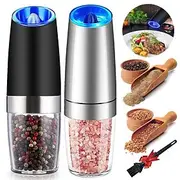 1pc Electric Salt and Pepper Grinder, Gravity Sensor, Automatic Pepper Mill, One Hand Operation, Battery-Operated with Adjustable Coarseness, Blue Led Light