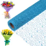 1-Roll Jacquard Net Mesh Flower Wrapping Paper,180 Inchx19.7 Inch[Light Blue]
