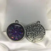 Kaleidoscope~ Tree Of Life Glass Cabochons 1" Silver Bezel Pendant New 1463