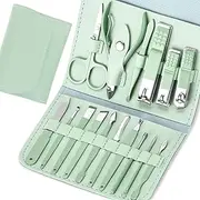 START MAKERS Manicure Set, 16-in-1 Nail Scissors Set, Nail Care Set Professional Nail Set, Everyday Nails Set, Nail Case Women with Portable, Nail Set Manicure for Travel, Home (Green)