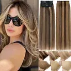 Mini Piece Clip In Human Hair Extensions Real Thick Topper Weft Hairpad Short US