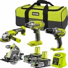 4 PIECE RYOBI ONE+ 18V Cordless Tool Kit Drill Driver Circular Saw Angle Grinder