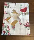 Envogue Christmas Tablecloth Red Cardinal Plaid 60”x84” New