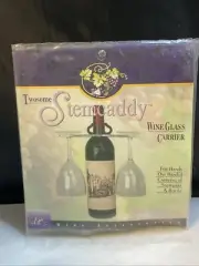 Stemcaddy Two Glass Stemware & Corkscrew Carrier Wine Gift Lovers New Old Stock
