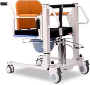 Medical Hydraulic Patient Lift for Home, Portable Transport Wheelchair Manual Lift Transfer Aid w/180° Split Seat, Bedside Commode w/Potty Transfer Chair for Seniors Disabled Elderly Transport