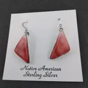 Native American Sterling Silver Navajo Handmade Spiny Oyster Hook Earrings