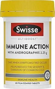 Swisse Ultiboost Immune Action with Andrographis to Help Reduce Common Cold Symptoms - 60 Tablets