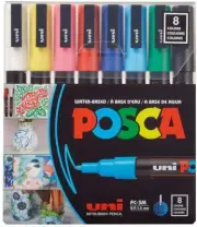 NEW Uni-posca Paint Marker Pen Fine Point Set of 8 PC 3M8C Free Fast Shipping AU