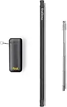 Final Straw Collapsible Reusable Metal Straw with Case, Cleaning Brush, and 100% Silicone Tips (Pirate's Booty Black Case, Black Stainless Steel)