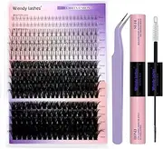 Lash Clusters Multi-type Mixed DIY Eyelash Extension Kit Individual Lashes with 7D Spike Fans Bottom Lashes 60D+80D Clusters Lash Bond and Seal Tweezers Suitable for Beginners Use at Home (12-18 MM)
