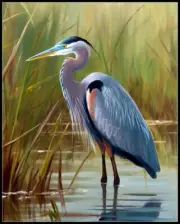 Marsh Heron 2 - DIY Chart Counted Cross Stitch Patterns Needlework DMC Color