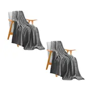 SOGA 2X Grey Throw Blanket Warm Cozy Striped Pattern Thin Flannel Coverlet Fleece Bed Sofa Comforter