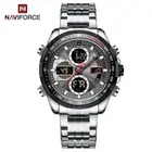 NAVIFORCE Men Watches Dual Time Steel Stopwatch Male Business Digital Wristwatch