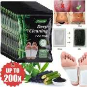 10/200PCS Bamboo Detox Foot Patches Pads Body Toxins Cleansing Health Slimming
