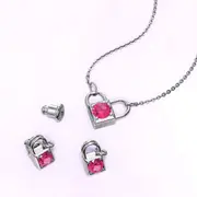 Boxed Celeste Heart Necklace and Earrings Set Embellished with SWAROVSKI® crystals