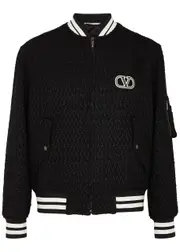 Valentino Logo Wool-blend Tweed Bomber Jacket - Black - 52 (IT52 / XL) 52 (IT52 / XL)