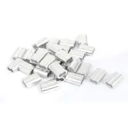 Double Hole Aluminum Sleeves Silver Tone 30 Pcs for 1/4" Wire Rope
