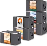 SsnDdm 2-Size Clothing Storage Boxes – 4/6/8-Pack folding clothing storage bag with Zipper, Under-Bed Storage, Breathable Fabric for Clothes, Blankets, Pillows, and Quilts