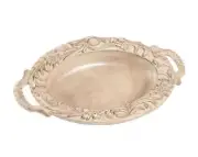 Decorative Bowl TRADITIONAL Lodge Oval Driftwood Resin Hand-Painted Hand-Cast