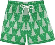 [RPLIFE] Swimming Trunks for Kids, Anti Chafe Swim Trunks Boys 2 T, White Christmas Trees Green