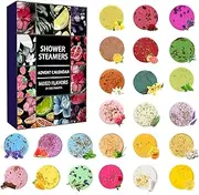 Bath Bombs Advent Calendar, Newest Christmas Countdown 24 Days, 2024 Christmas Shower Steamers Aromatherapy Shower Bombs with Natural Oils Relaxation