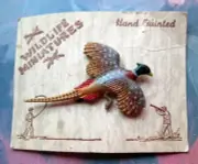 NOS Vintage Hand Painted Ring Pheasant Plastic Pin by Wildlife Miniatures Bird