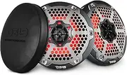 DS18 CF-65M 6.5" Marine Speakers 2-Way with Integrated RGB Lights, Black Carbon Fiber, 100% UV Stable - Water Resistant Speakers, Grills Included, Pair