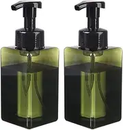 JZS Foaming Soap Dispenser, 450ml (15oz) Refillable Pump Bottle Plastic for Liquid Soap, Shampoo, Body Wash,2 Pcs,Green