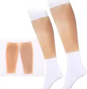 Silicone False Calf, Realistic Fake Leg Enhancer with 360° Adjustable Leg Fit, Not Easy to Fall Off and Effective Shielding, Soft, Skin-Friendly and Breathable, for Scars, Birthmarks Legs