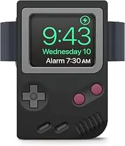 elago W5 Stand Compatible with Apple Watch Ultra 2&1, Series 10/9/8/7/6/5/4/3/2/1/SE [49mm, 46mm, 45mm, 44mm, 42mm, 41mm, 40mm, 38mm]- Classic Game Console Design, Nightstand Mode (Black)