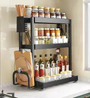 Joybos® 3Tier Foldable Stainless Kitchen Organizer With Utensil Cutting Board Holder F68