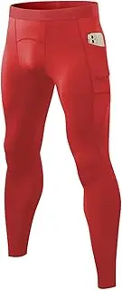 [LWISMIL] Men's Compression Pants Leggings with Pockets Cool Dry Athletic Base Layer Sports Tights for Running Basketball Gym