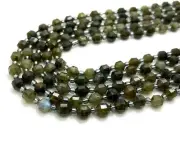 Natural Labradorite Faceted Round 6mm x 7mm Double Terminated Points Beads