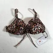 Shade And Shore Bikini Top Womens 32 B Pink Zebra Striped Swim Suit Top Ladies