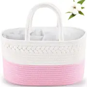 Diaper Caddy Organizer, Boho Rustic Cotton Rope Nursery Baby Basket, Changing...