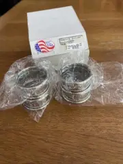 ⭐ Vintage New Empire Silver Pewter Napkin Rings Set of 4 Original Sealed 708/4B