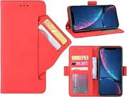 GoshukunTech Phone Cover for iPhone XR,for iPhone XR Wallet Case[ 5 Card Slots Leather Wallet ] Soft TPU Inner Case Flip Cover Stand Feature [6.1 inch]-Red
