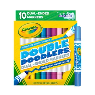 【美國繪兒樂Crayola】可水洗雙頭粗桿彩色筆10支(20色)｜兒童 創意 DIY 著色 2種粗細