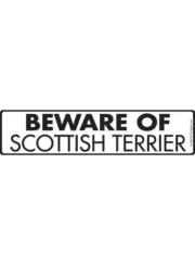 Warning! Beware of Scottish Terrier Aluminum Dog Sign or Vinyl Sticker - 12 x 3