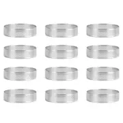 12 Pack Stainless Steel Tart Rings 3 In,Perforated Cake Mousse ,Cake Mold,R E5U7