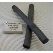 General Pencil 57JBPE Jumbo Willow Charcoal With Kneaded Eraser - 2 Pack