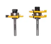 Tongue and Groove Router Bit Set, 1/4 Inch Shank, 3 Teeth, Adjustable T-Shape...