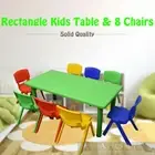 120x60cm Large Green Kids Children Playing Nursing Study Desk Table & 8 Chairs