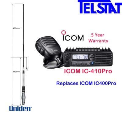 Icom IC-410 Pro IC410Pro 5 Watt UHF CB Radio + Uniden AT-880 Twin Antenna Pack