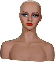 TENOL Mannequin Head Manikin Fashion Professional Double Shoulder Wig Holder with Shoulder for Necklace Earrings Displaying, Style A