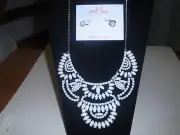 Park Lane Jewelry "KIMBER" Necklace & "ROXY" Earrings, Silvertone & Crystals New